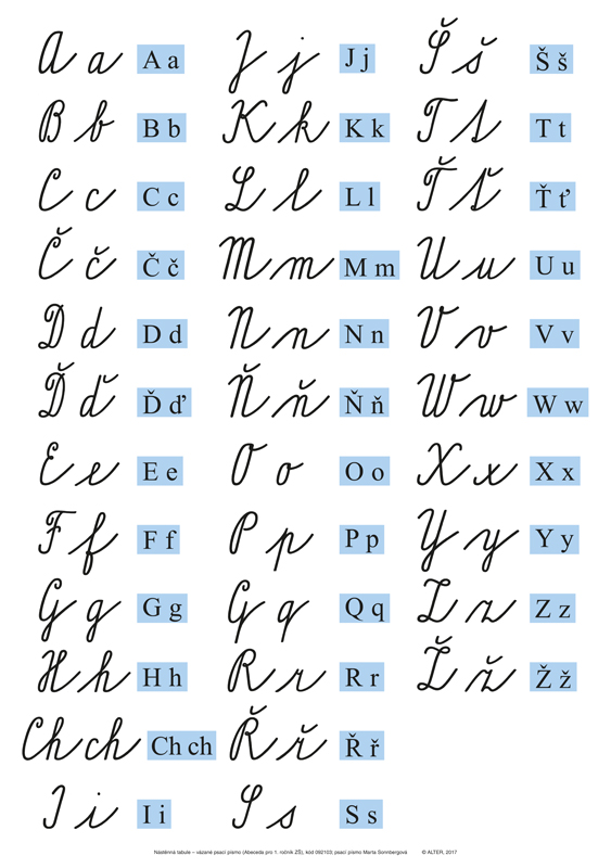 Vázané psací písmo – abeceda