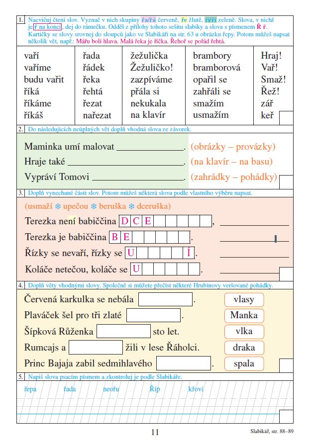 PRACOVNÍ SEŠIT ke Slabikáři, 2. díl