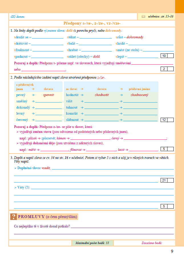 PRACOVNÍ SEŠIT k Českému jazyku 5, 1. díl ALTER