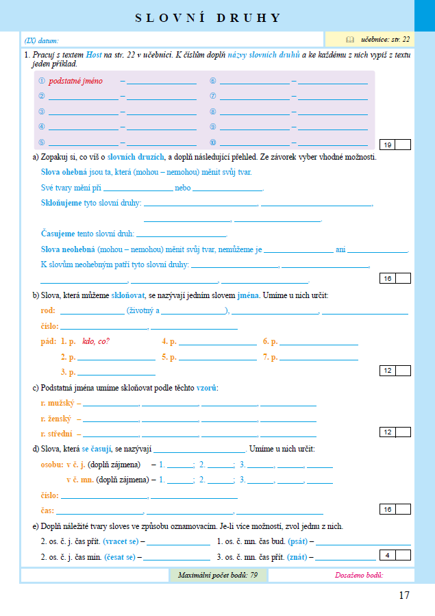 PRACOVNÍ SEŠIT k Českému jazyku 5, 1. díl ALTER