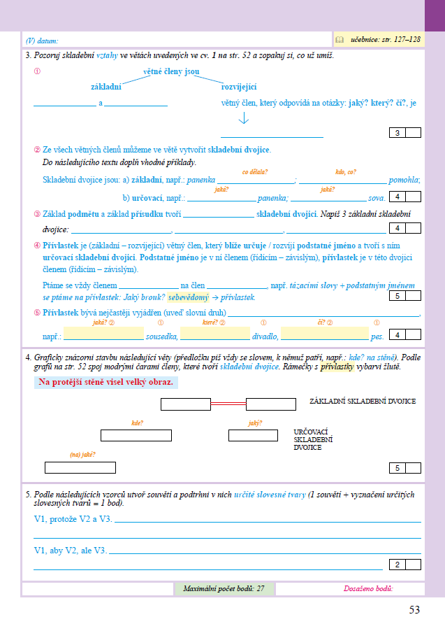 PRACOVNÍ SEŠIT k Českému jazyku 5, 2. díl ALTER, str. 53