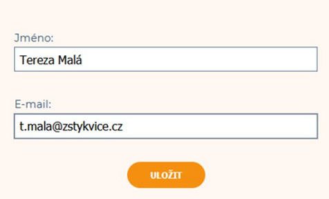 Zadání jména a&nbsp;e-mailu uživatele